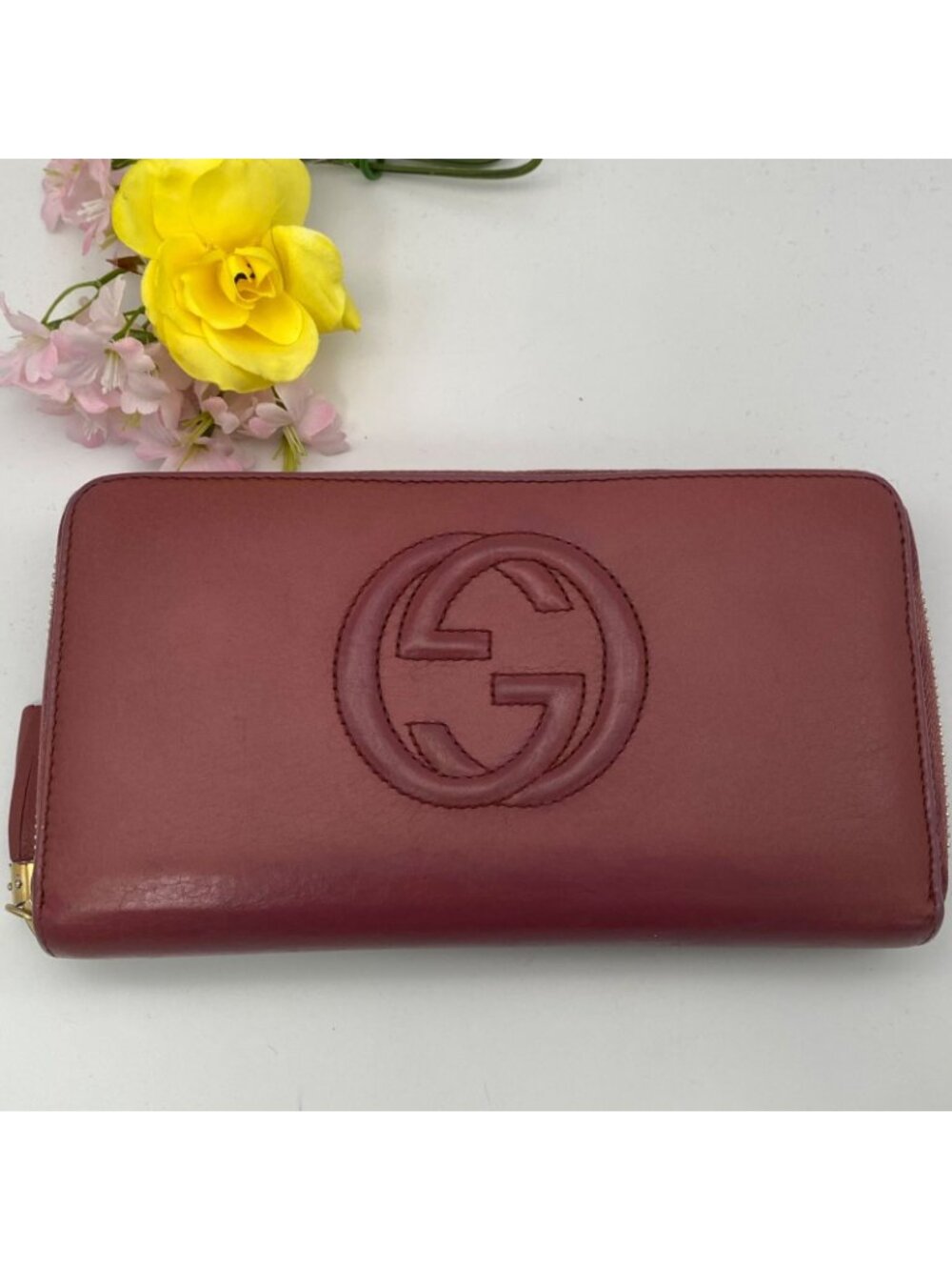 Gucci Wallet GG Marmont Leather Pink Round - Picture 2 of 16